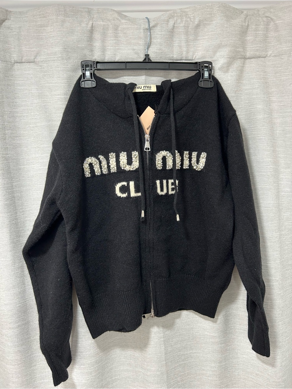 Miu Miu Black Zip-Up Hoodie